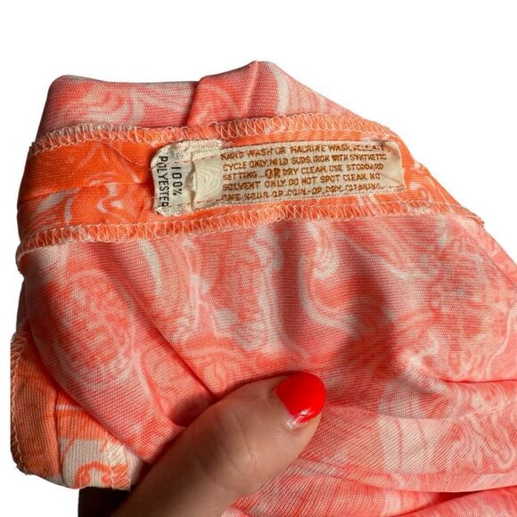 Key West Hand Print Vanda Rare Neon Orange Nautical 3/4 Sleeve Vintage Top - Picture 12 of 12